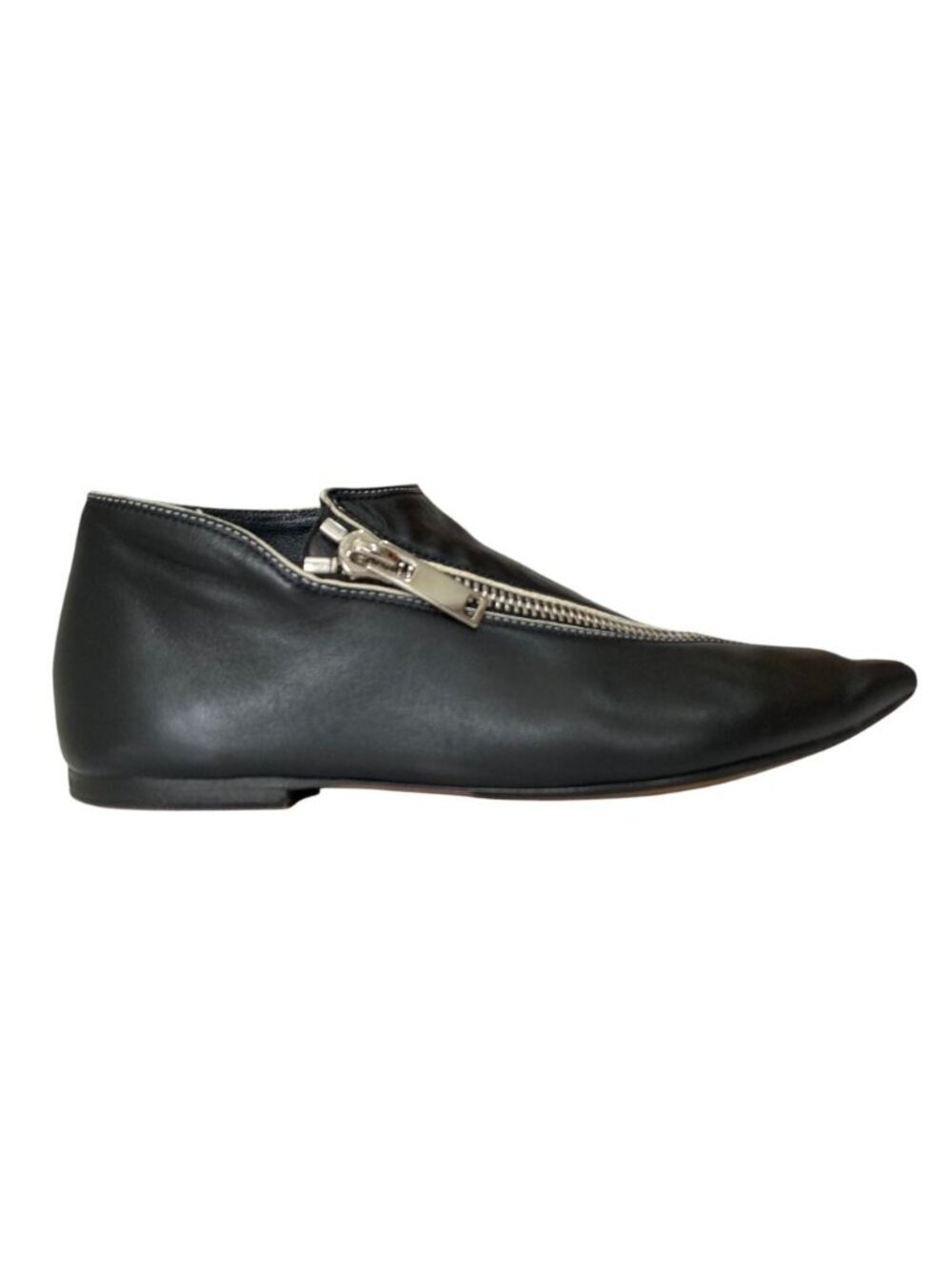 Celine Phoebe Philo Era Leather Pointed Toe Zipper Flat Shoes 36 Black - Picture 6 of 11